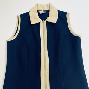 Vintage Tracy Evan’s Navy and Cream Sleeveless Jacket